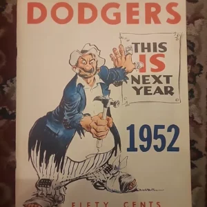 A poster of the dodgers is on display.