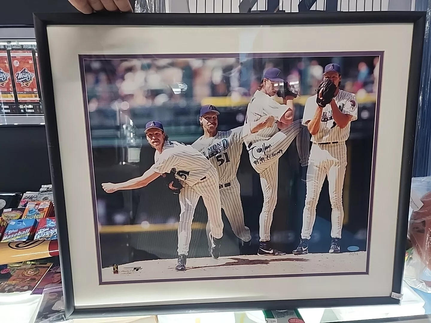 Randy Johnson autographed signed Diamondbacks 16x20 poster photo framed /51 Rare