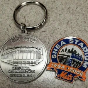 Shea Stadium New York Mets 1964-2008 MLB Baseball Pin & Citi Field Keychain