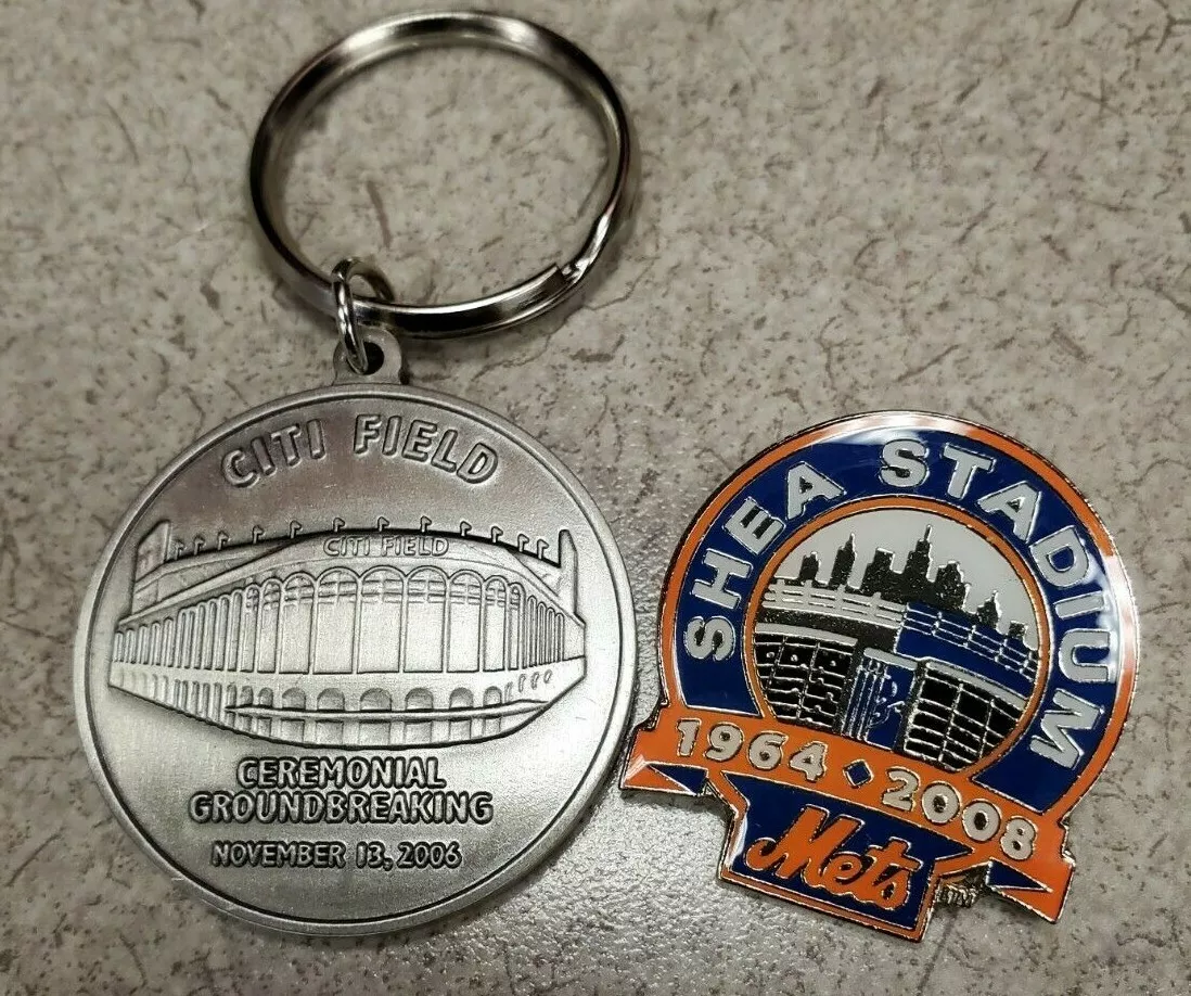 Shea Stadium New York Mets 1964-2008 MLB Baseball Pin & Citi Field Keychain