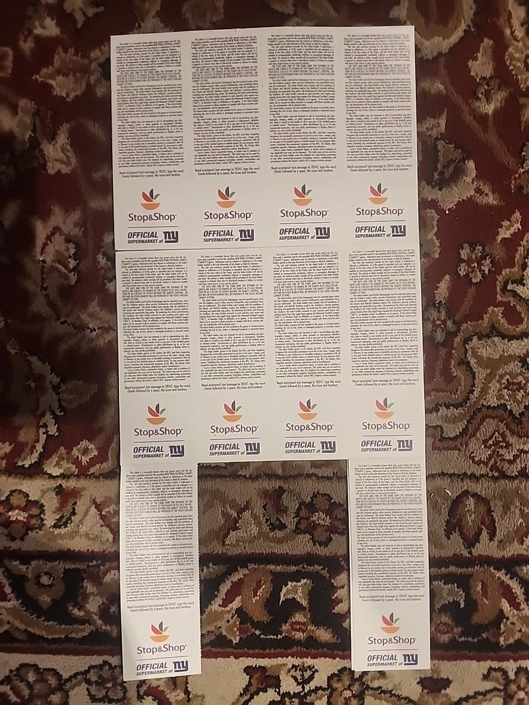 NEW YORK GIANTS Uncut Sheet Full Set Of Swason Ticket Stubs From 2014. Mint - Image 3