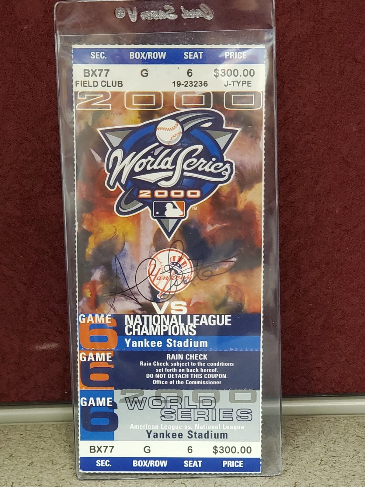 Al Leiter Signed Autograph 2000 World Series Ticket Stub