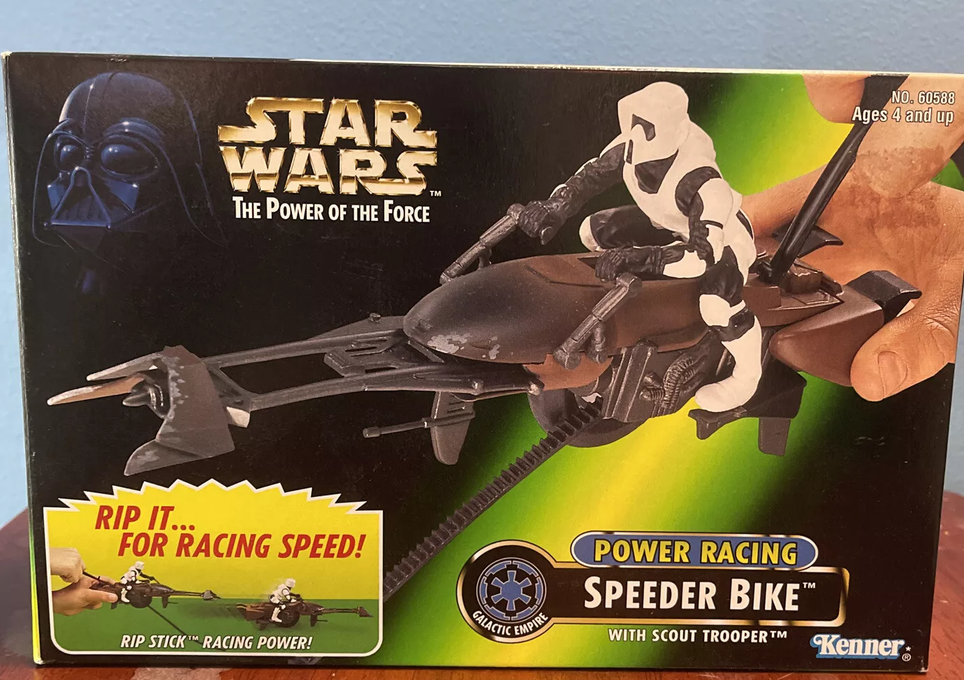 Star Wars Power of the Force Power Racing Speeder Bike w/ Scout Trooper NIB