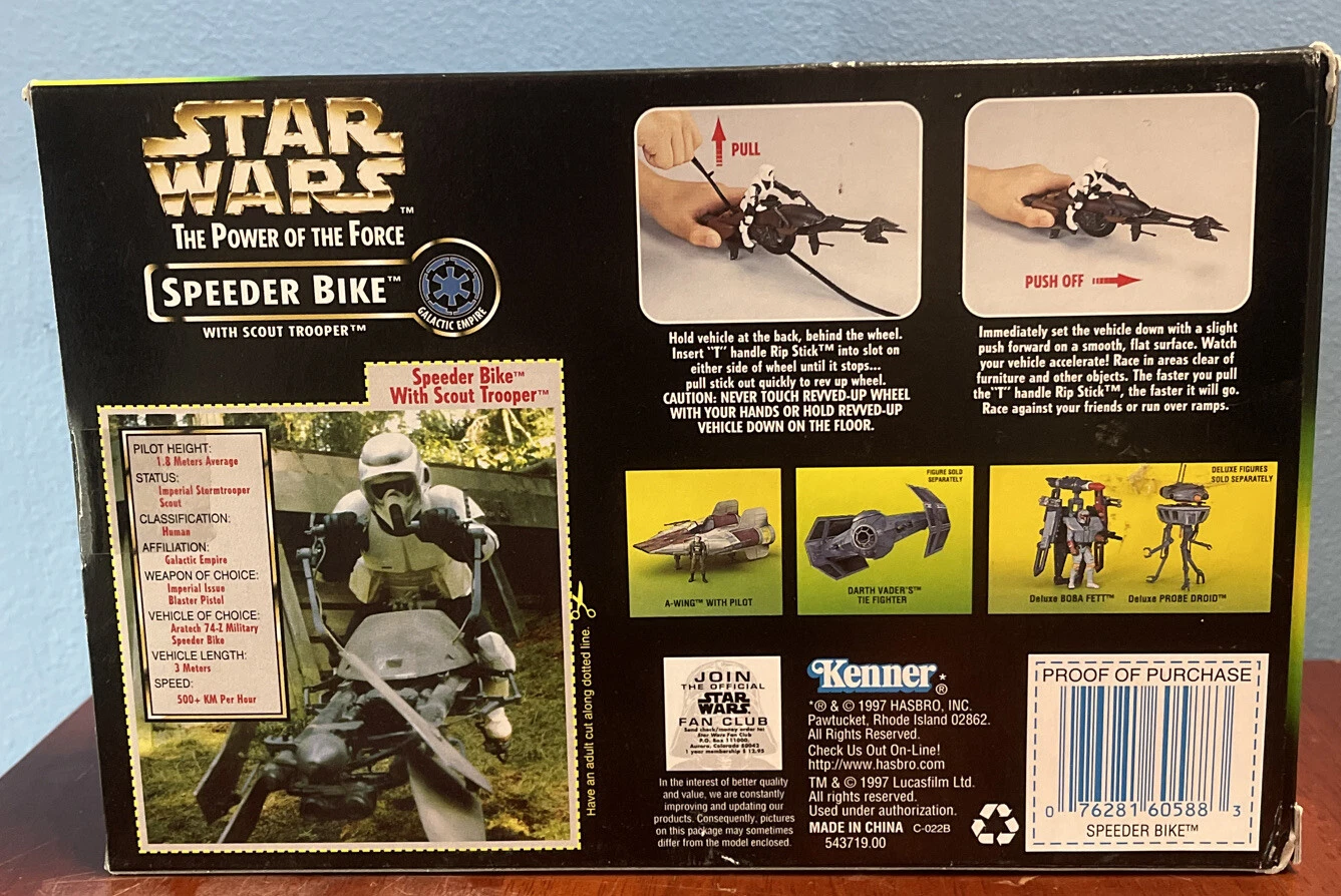 Star Wars Power of the Force Power Racing Speeder Bike w/ Scout Trooper NIB - Image 3