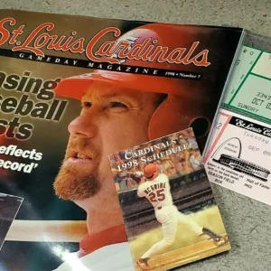 MARK MCGWIRE ~ TICKET STUBS, NEWS, SCHEDULE & PROGRAM ~ 1998 & 1999 HR RECORD.