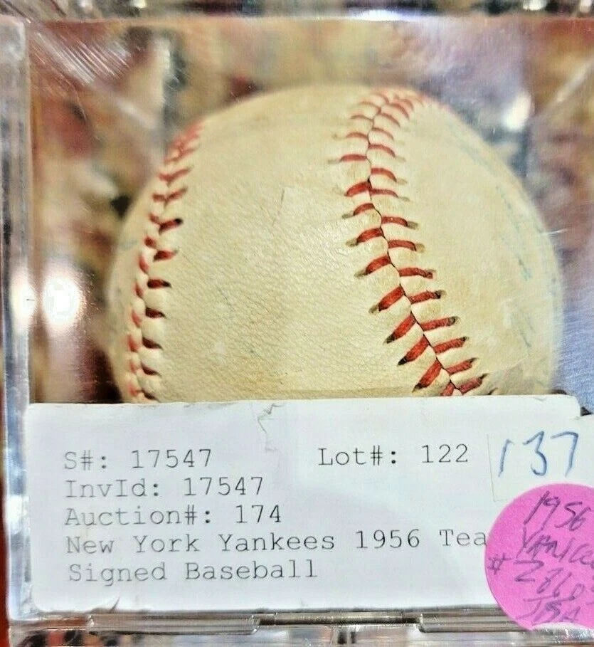 1956 NEW YORK YANKS WORLD SERIES CHAMPS signed Ted Williams ball,JSA