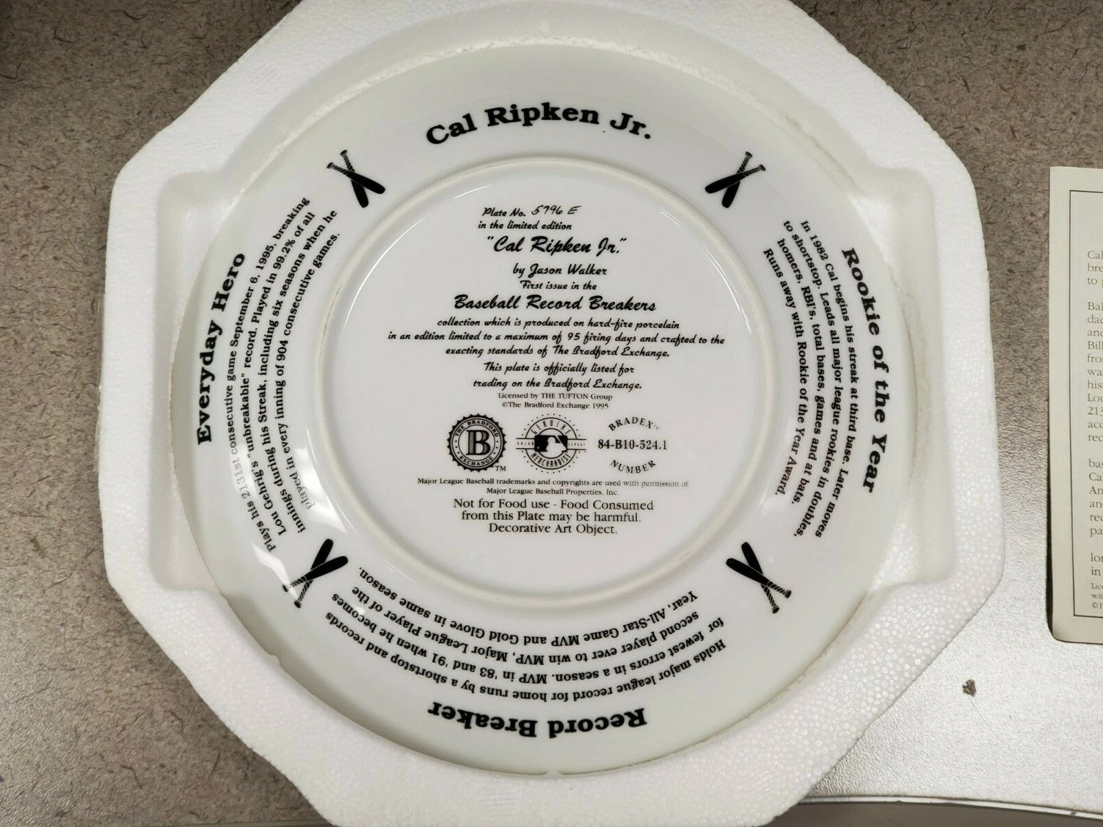 Cal Ripken Jr. Baseball Record Breakers ~ Bradford Exchange Plate - Image 2