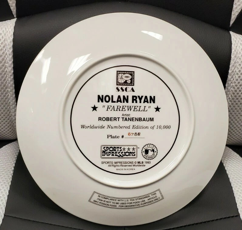 1993 Sports Impressions Nolan Ryan Farewell Collectors Plate By Robert Tanenbaum - Image 4