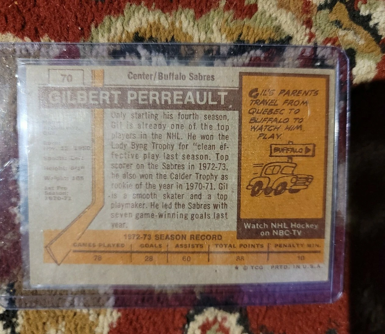 1973-74 Topps #Gilbert Perresult EX/EX+ Buffalo Sabres mint. - Image 2