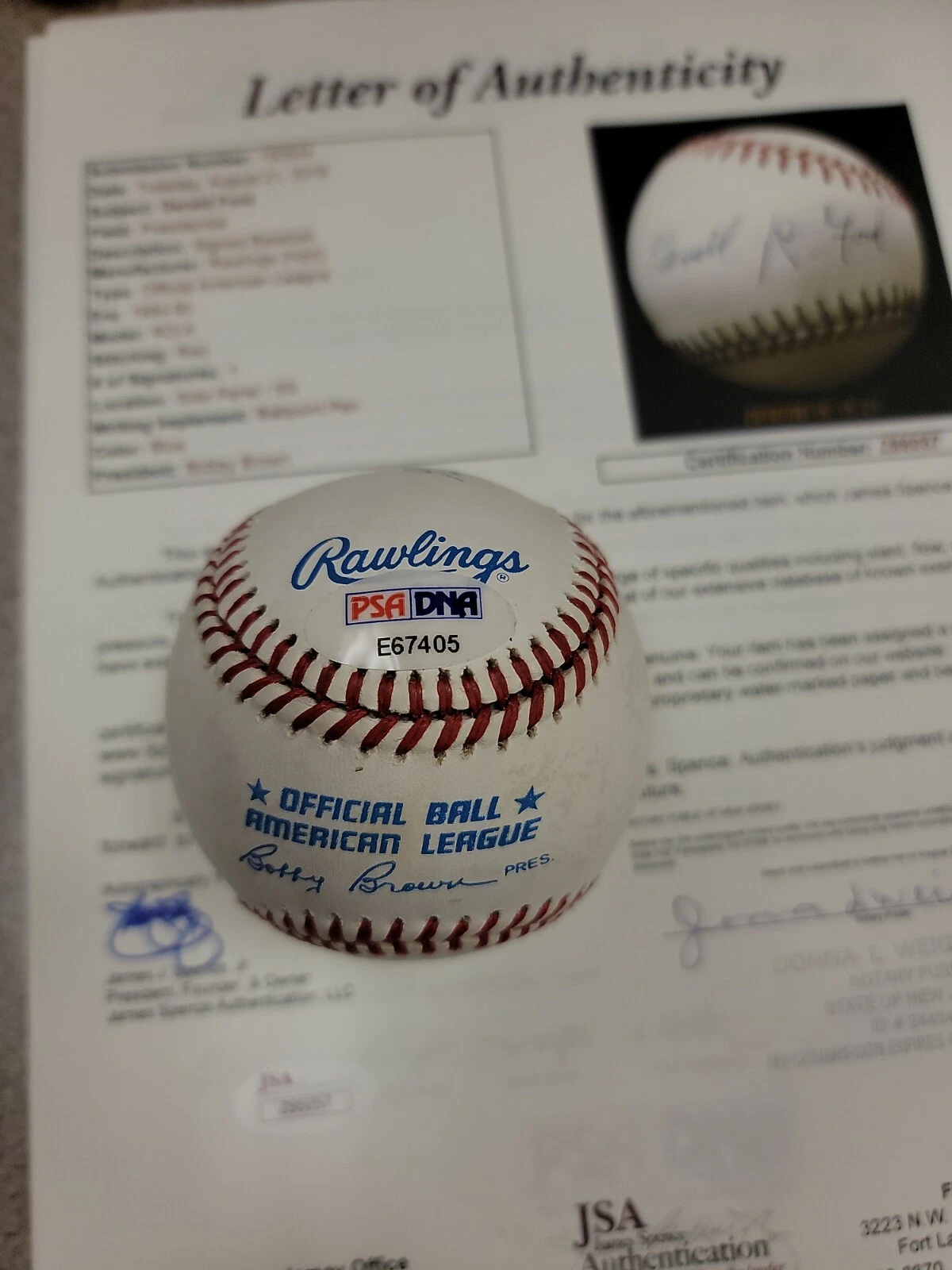 GERALD FORD Signed Autographed PRESIDENT BASEBALL JSA certified - LOA - Image 2