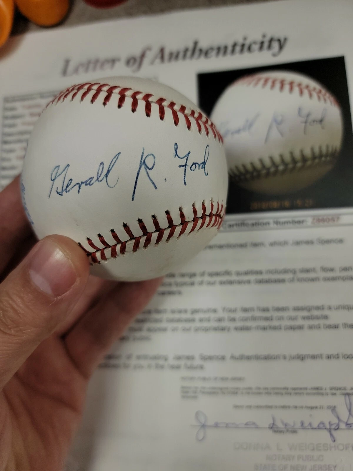 GERALD FORD Signed Autographed PRESIDENT BASEBALL JSA certified - LOA - Image 5