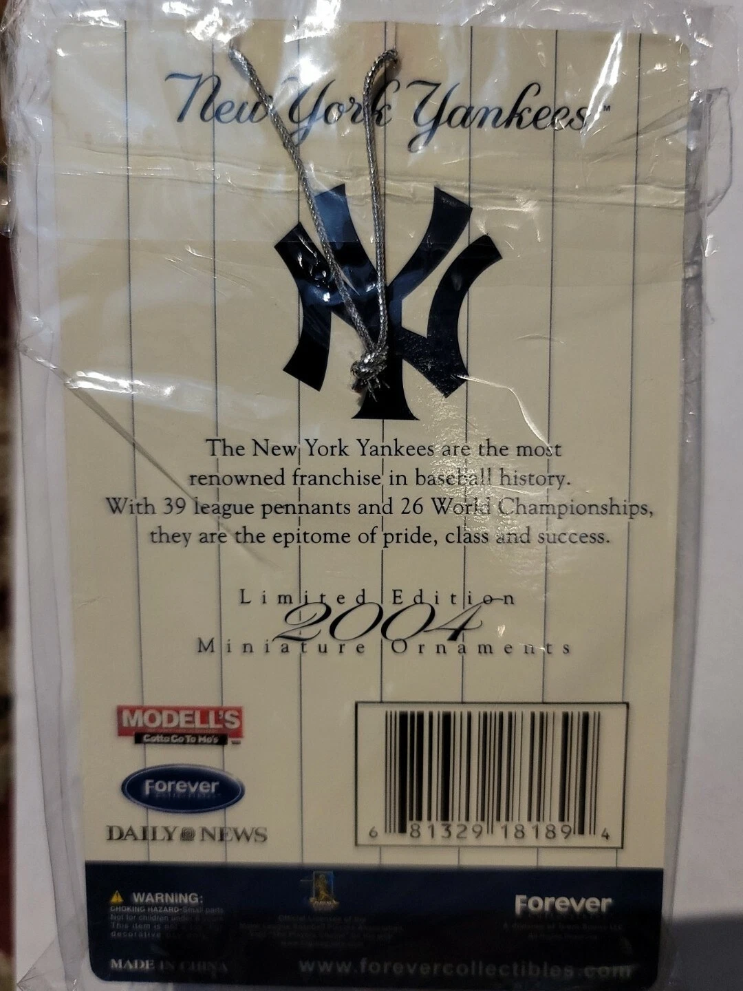 2004 Derek Jeter Forever Collectibles x Modell's Limited Edition Ornament - NEW! - Image 2