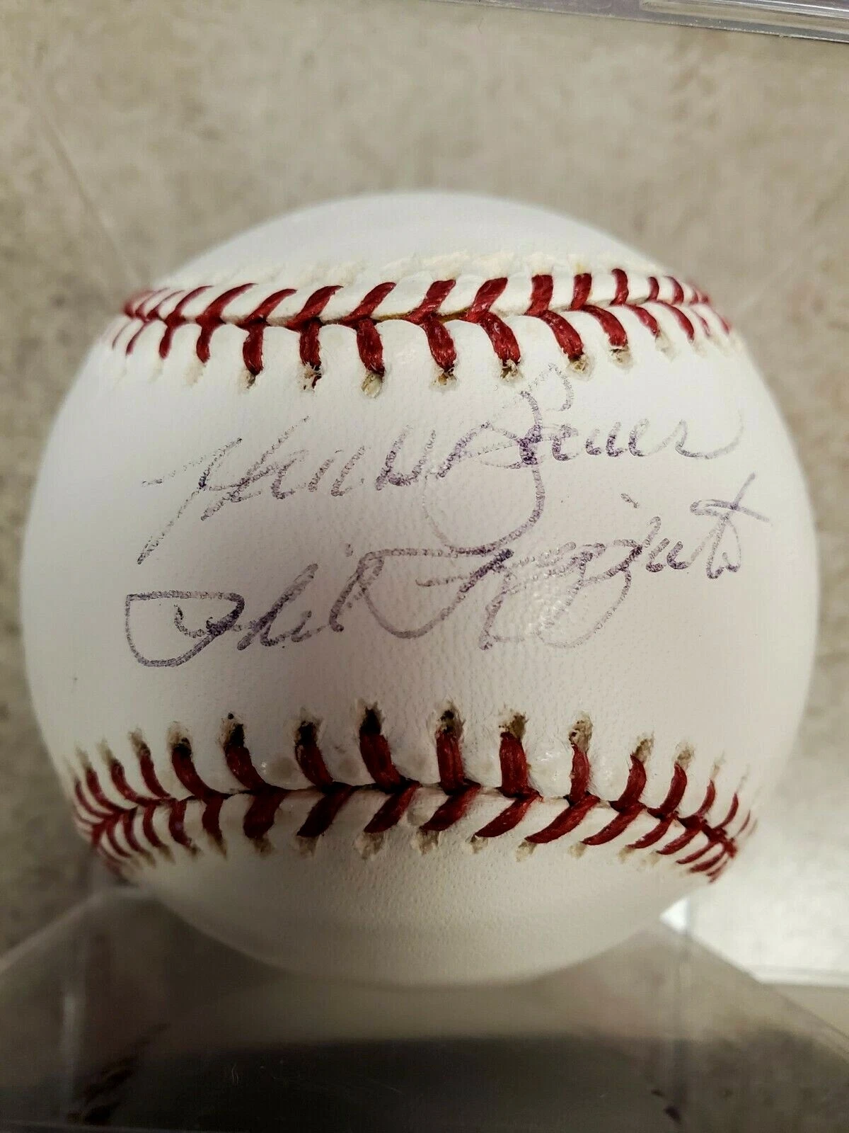 PHIL RIZZUTO / HANK BAUER AUTOGRAPHED OMLB BASEBALL JSA