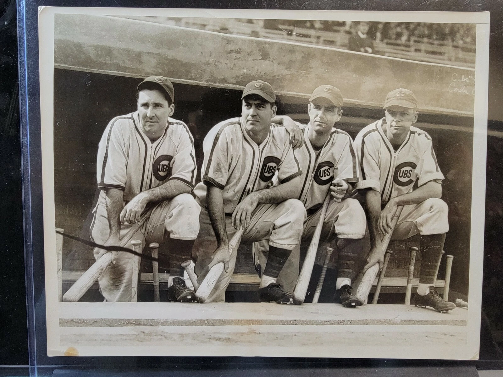 James Collins, Stan Hack, Billie Herman 1938 ~ Vintage Wire Photo ~ Chicago Cubs