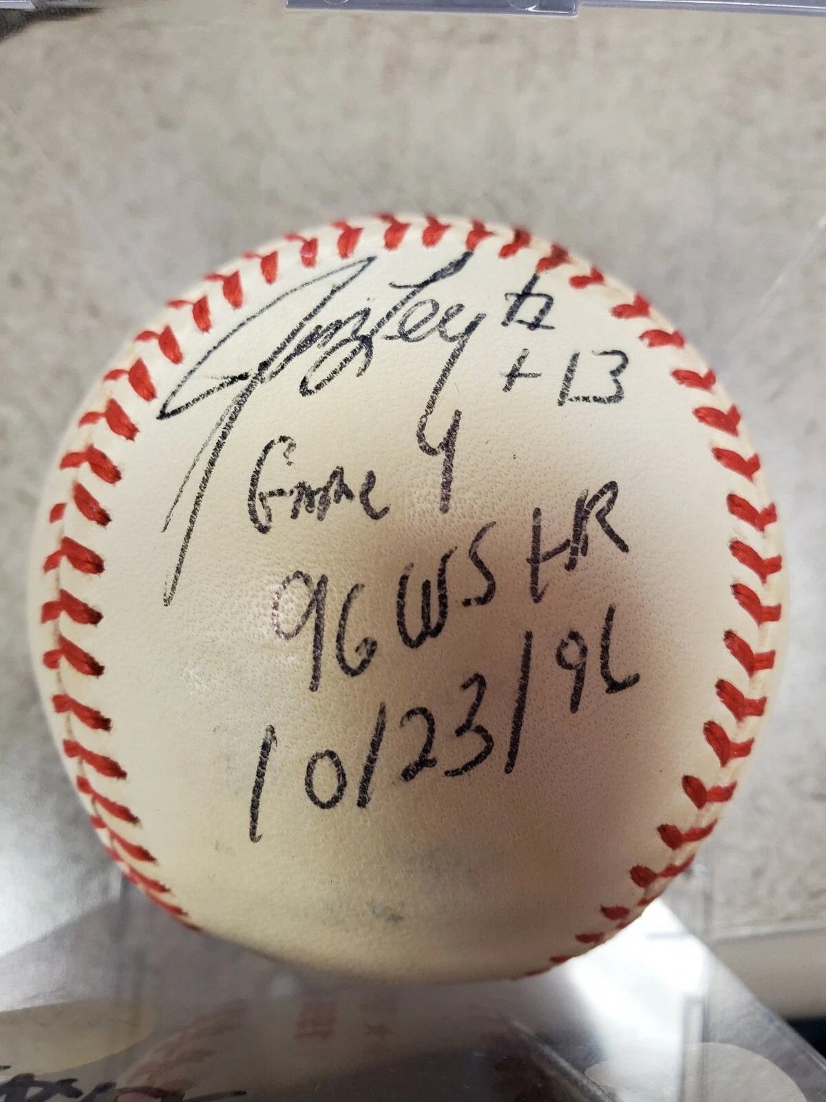 Mark Wohlers / Jim Leyritz OMLB 96' WS Baseball BOTH SIGNATURES - Image 2