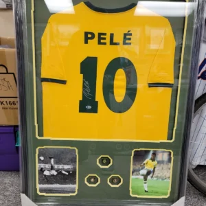 Pele Hand signed Brazil Jersey Custom Framed With Beckett COA