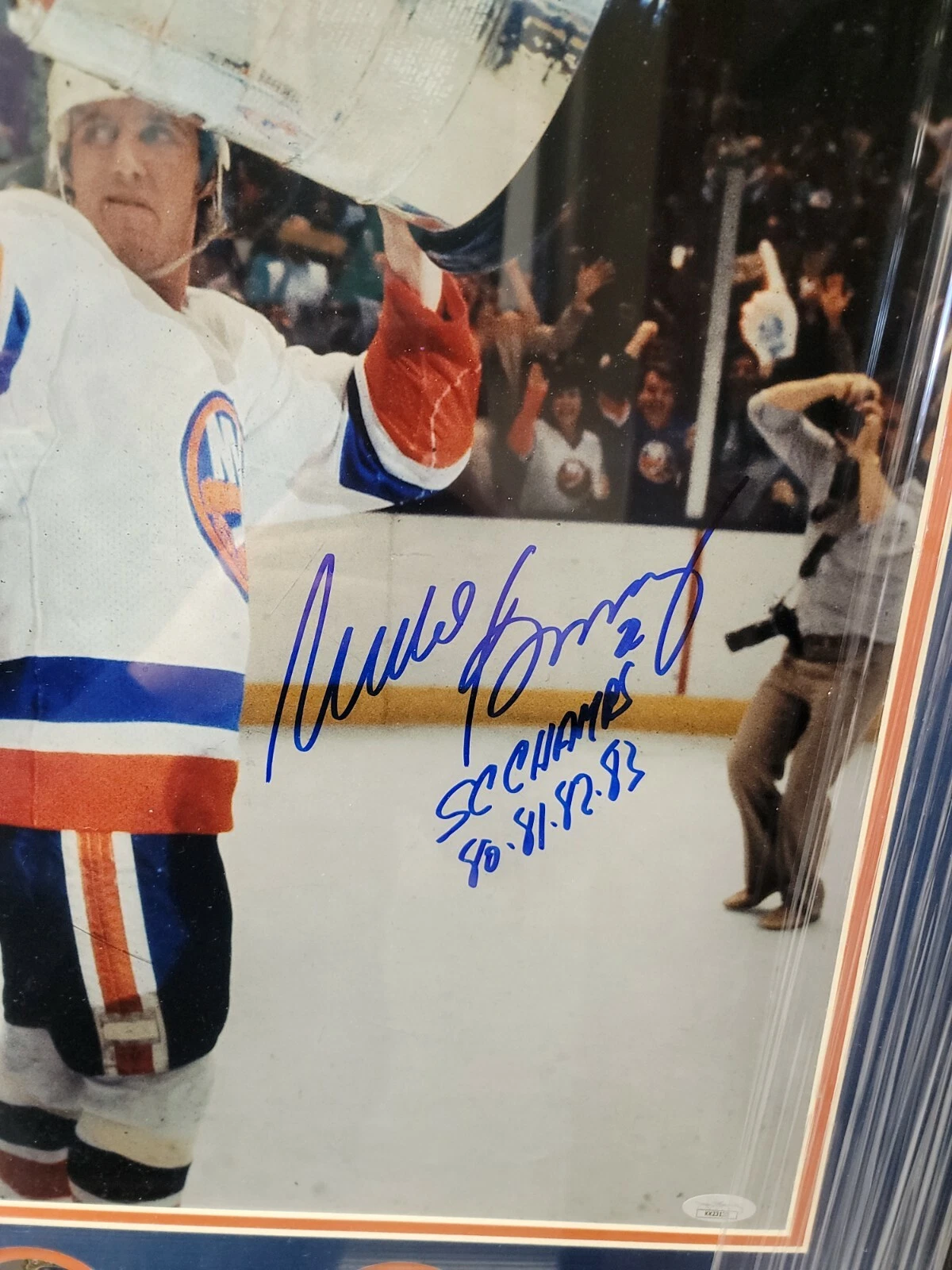 Mike Bossy Signed INS stat photo framed Autograph w/ Rings - JSA - Image 3