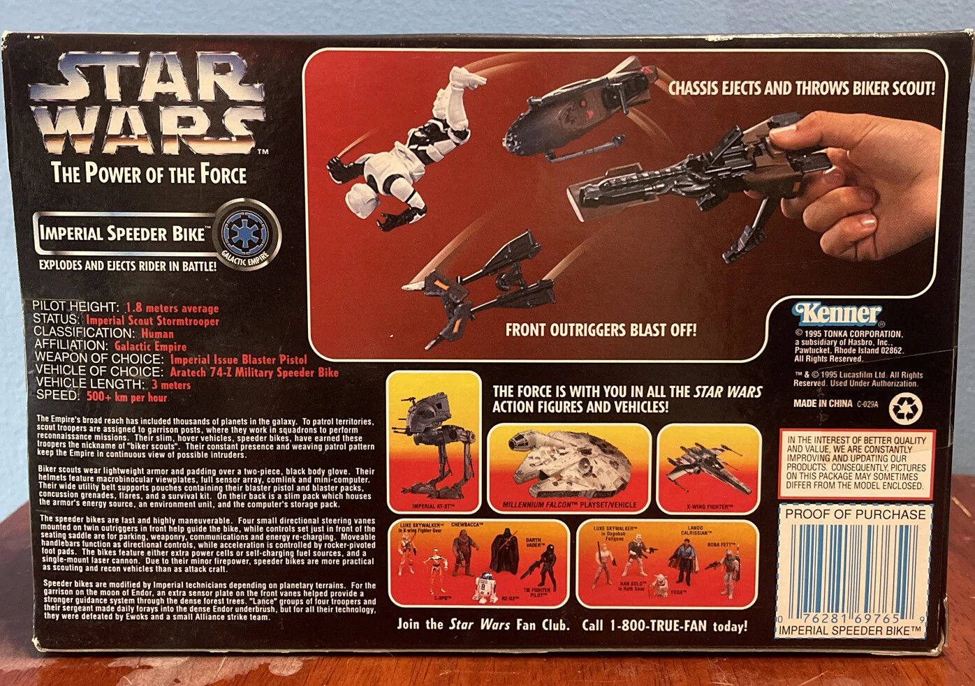 Star Wars Power of the Force Imperial Speeder Bike with Scout Trooper Sealed NIB - Image 2