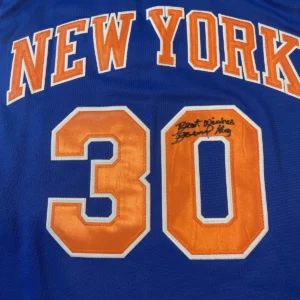 Autographed/Signed BERNARD KING New York Blue Basketball Jersey “Best Wishes”