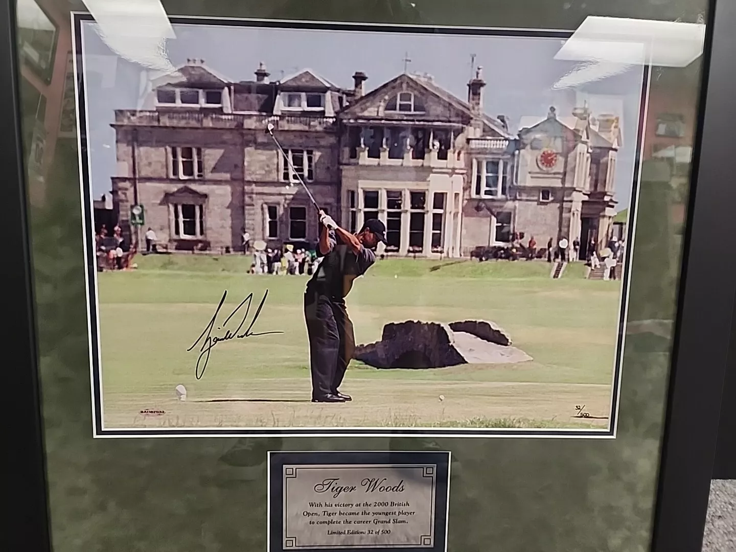 UDA Tiger Woods Signed 16x20 Framed 2000 British Open Photo 32/500 RARE BECKETT