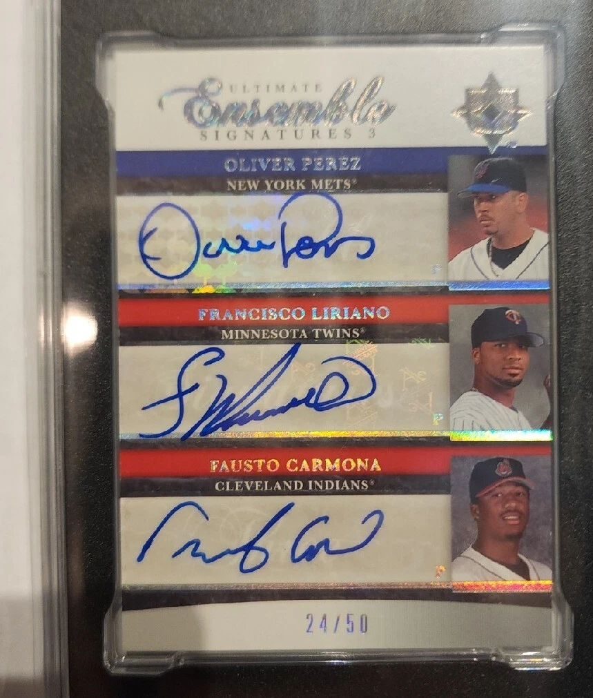Liriano/Carmona/Perez 2006 UD Ultimate Collection Triple AUTO ROOKIE#24/50 BGS10 - Image 3