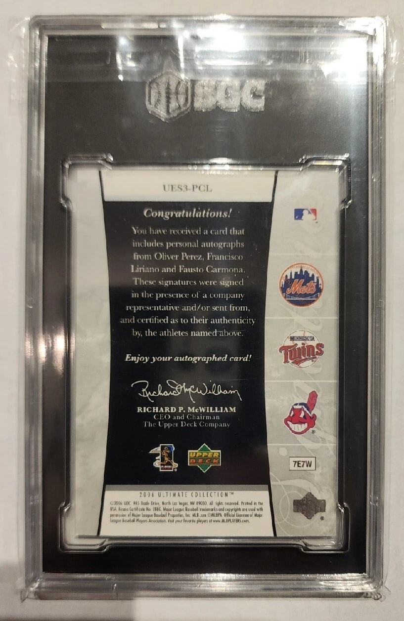 Liriano/Carmona/Perez 2006 UD Ultimate Collection Triple AUTO ROOKIE#24/50 BGS10 - Image 4